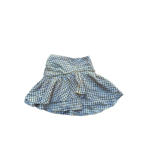 H&M | Women's Gold & White Gingham | Pleated | Layered | Mini Skirt | Size:4 - Picture 5 of 13